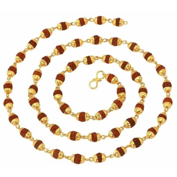 Abhimantrit 22K Gold Plated Rudraksh Mala Chain 24 Inch