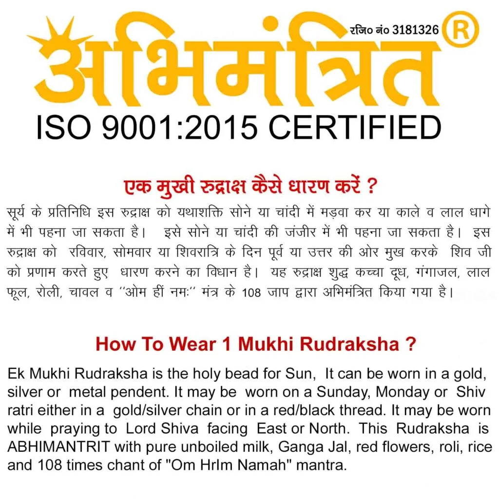 1 Mukhi Rudraksha Natural Certified | Lord Shiva | Sun | Enhance Spiritual Awakening, Leadership, Overcoming Ego - Image 3