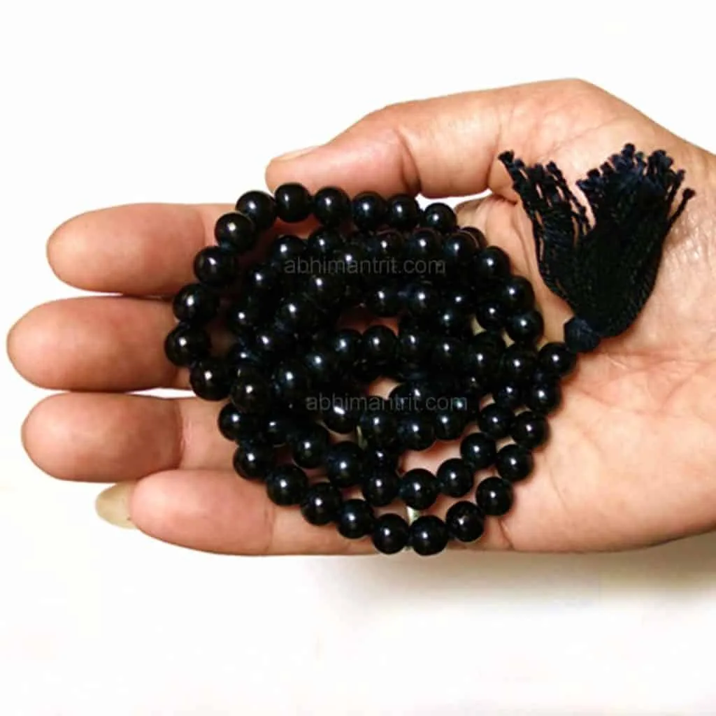 Black Hakik Mala 108 Beads 8mm Japa Mala Fine Quality Beads Natural Agate with Lab Certificate - Image 3