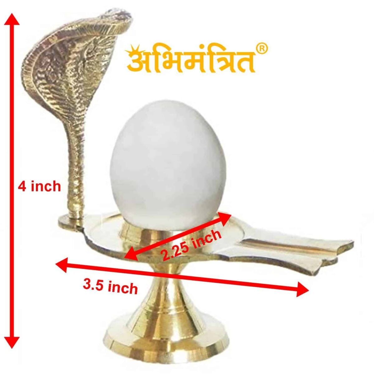 White Narmadeshwar Shivling with Yoni Stand made from Brass and Real Narmadeshwar Stone - Image 2