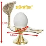 White Narmadeshwar Shivling with Yoni Stand made from Brass and Real Narmadeshwar Stone - Image 2